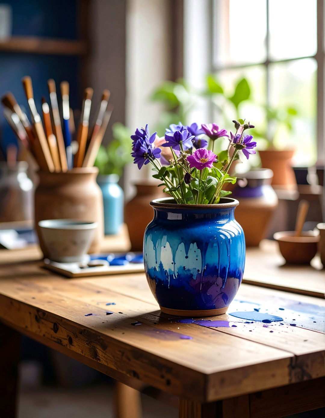 Watercolor Bleeding Effect Pots - 24 Painted Pot Ideas
