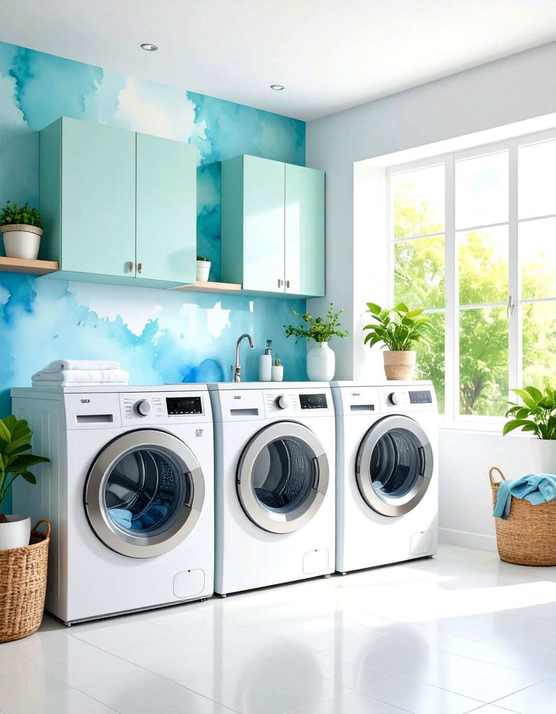 Watercolor Wash Effects - 24 Laundry Room Wallpaper Ideas