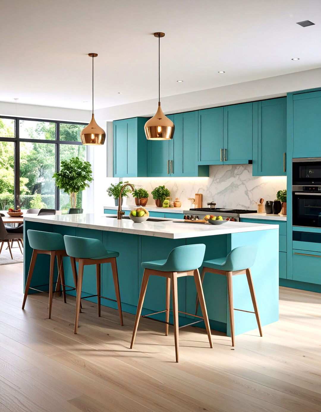 Waterfall Island with Integrated Seating - 24 Waterfall Kitchen Island Ideas