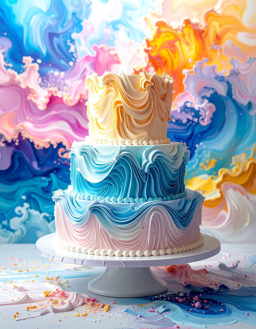 Wavy Textured Wedding Cakes - 24 Wedding Cake Ideas