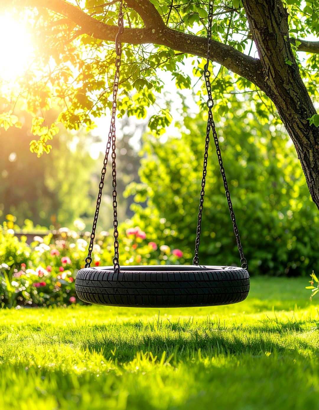 Weather Resistant Chain Tire Swing - 24 Tire Swing Ideas