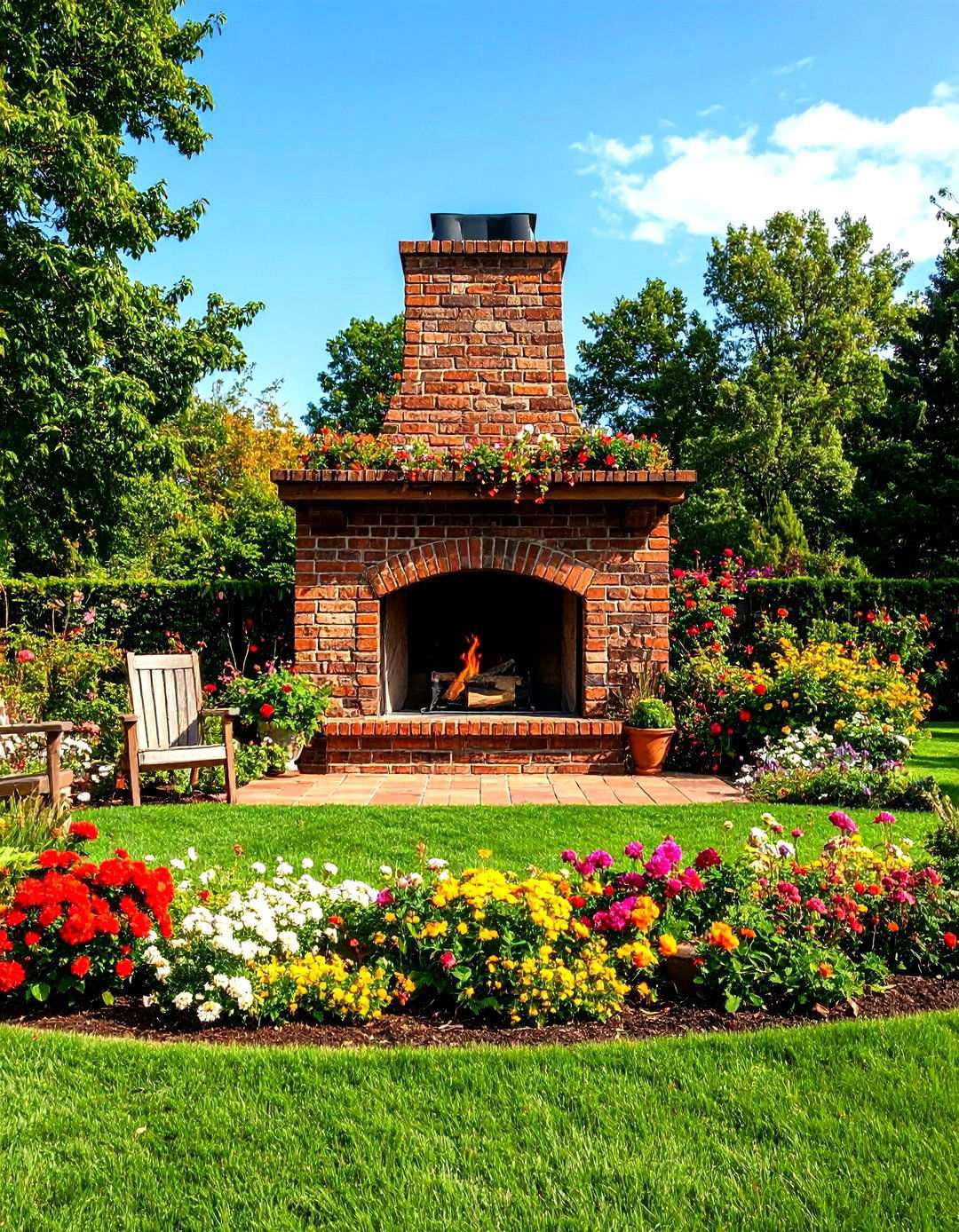 Weathered Brick Outdoor Fireplace with Vintage Appeal - 24 Rustic Outdoor Fireplace Ideas