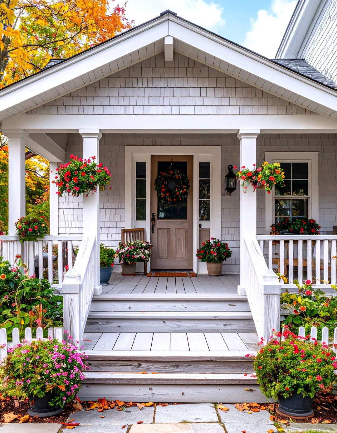 Weathered Cedar Post Porch - 24 Small Cape Cod Front Porch Ideas