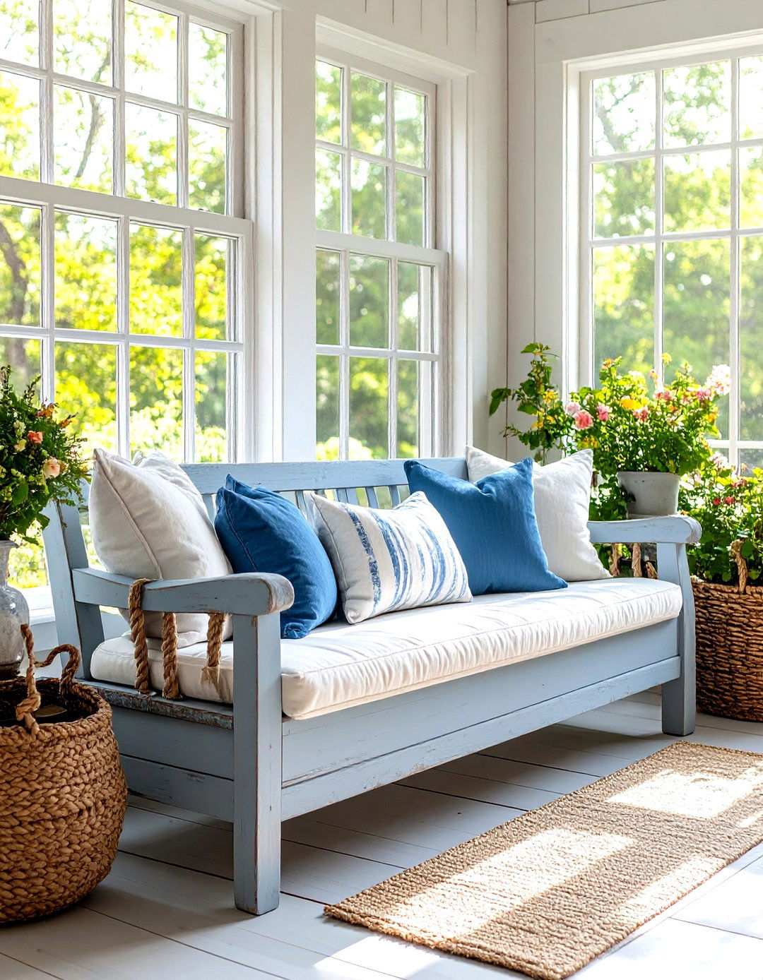 Weathered Coastal Window Benches - 24 Painted Furniture Ideas