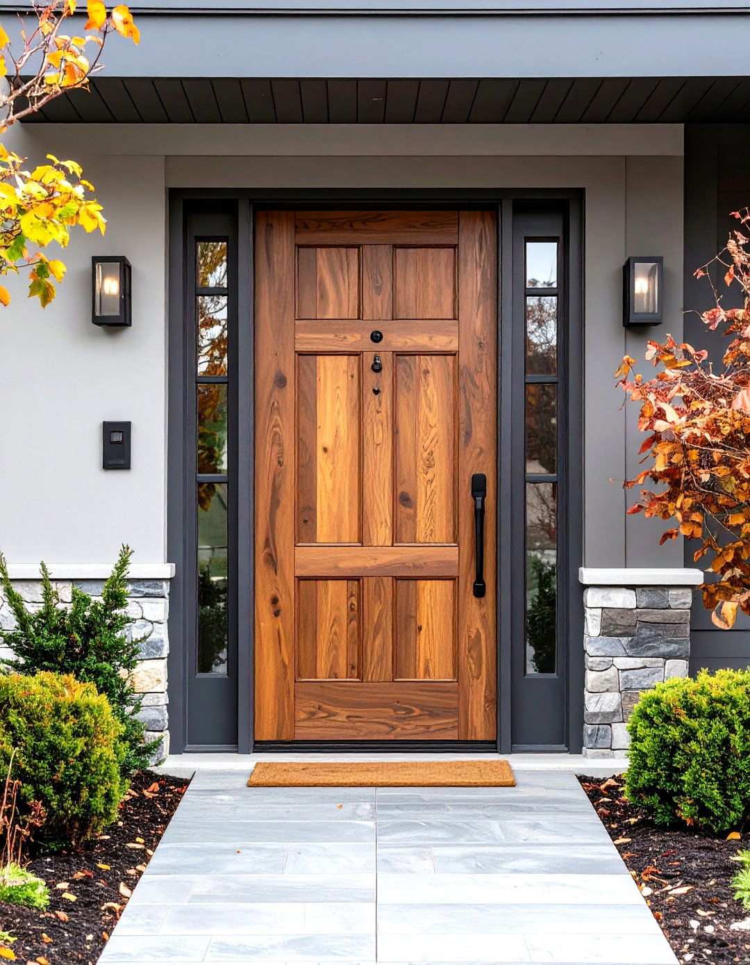 Weathered Driftwood Stained Front Door - 24 Stained Front Door Ideas