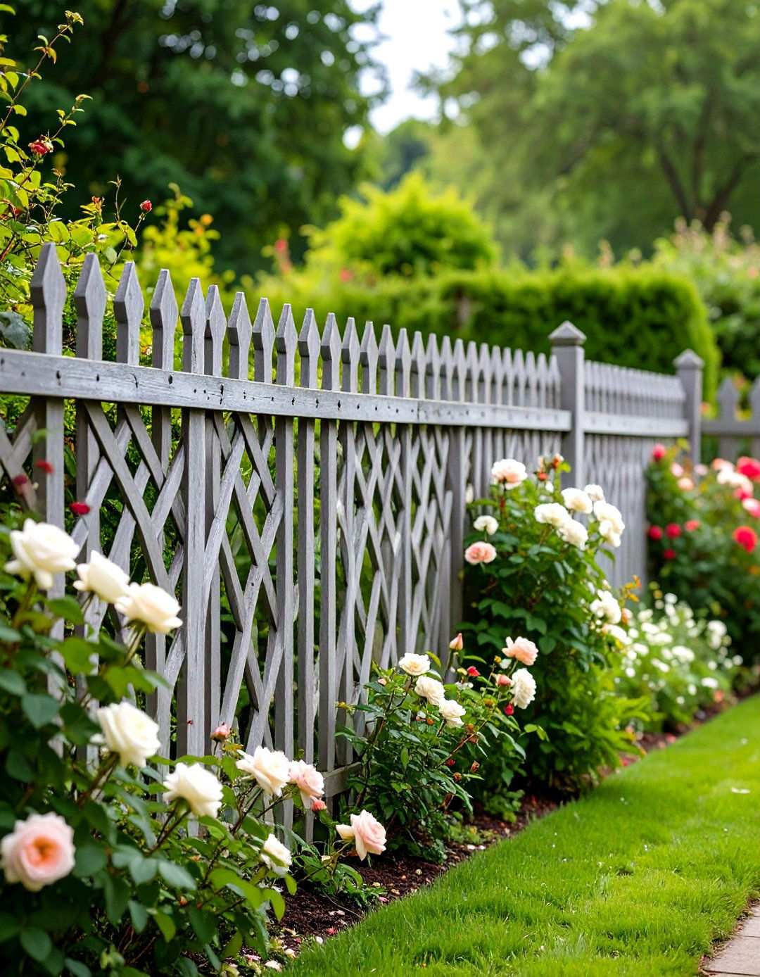 Weathered Gray Lattice Rustic Fence - 24 Lattice Fence Ideas