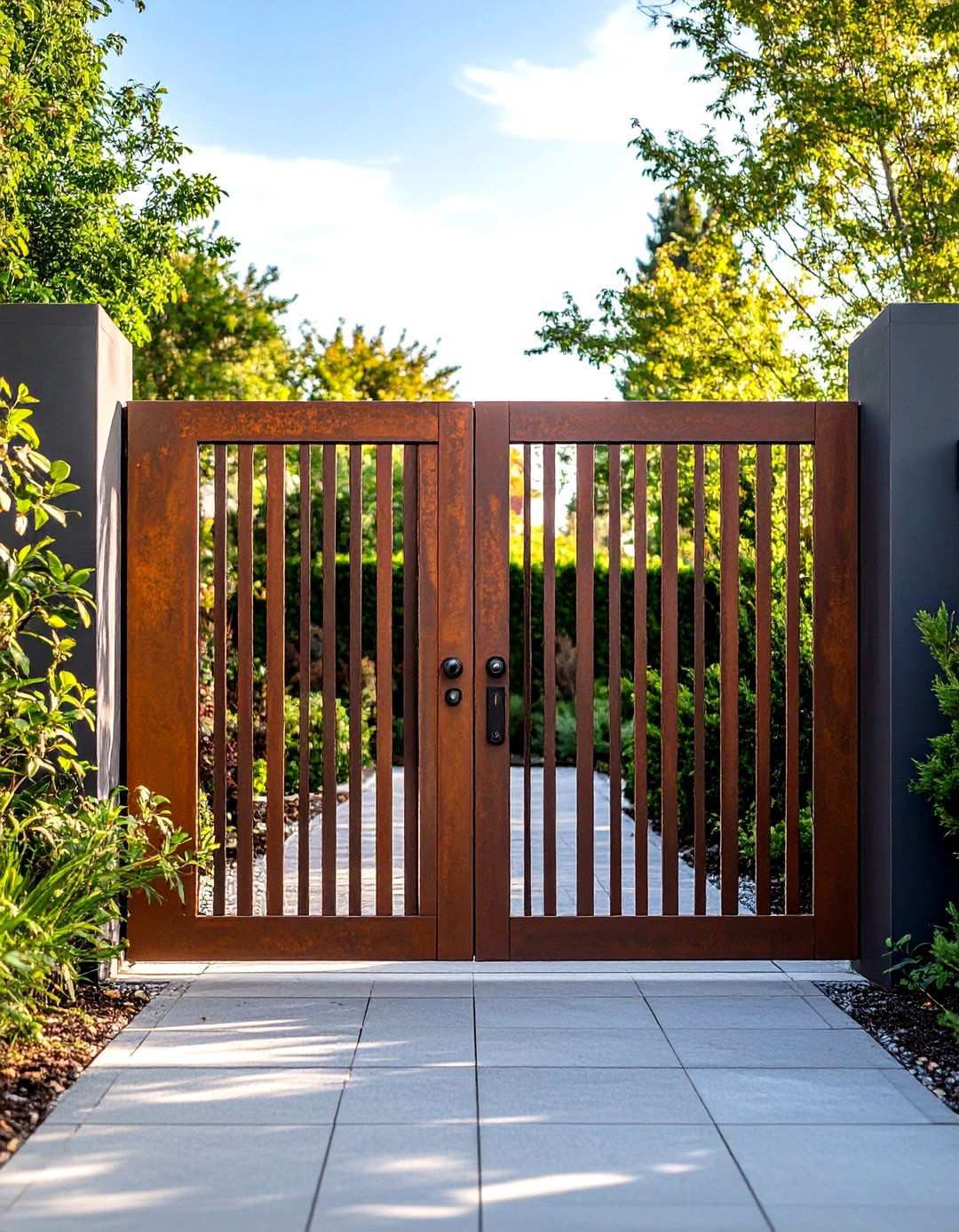 Weathered Steel Modern Gate - 24 Japanese Garden Gate Design Ideas