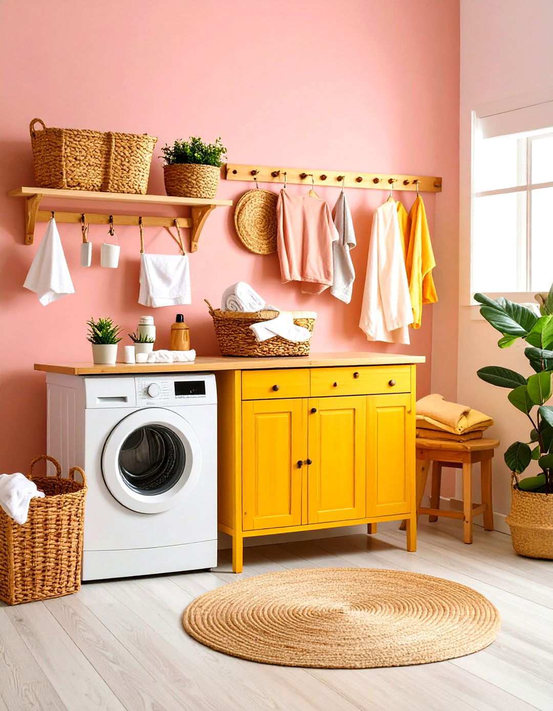 Weathered Wood Peg Rail System - 24 Vintage Laundry Room Decor Ideas