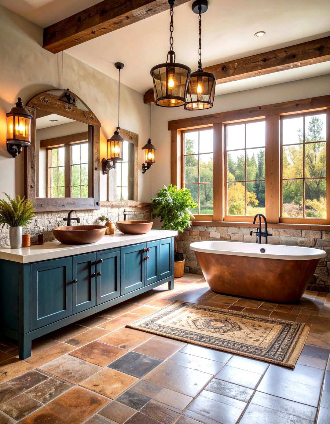Western Ranch Style Bathroom - 24 Log Cabin Interior Design Ideas