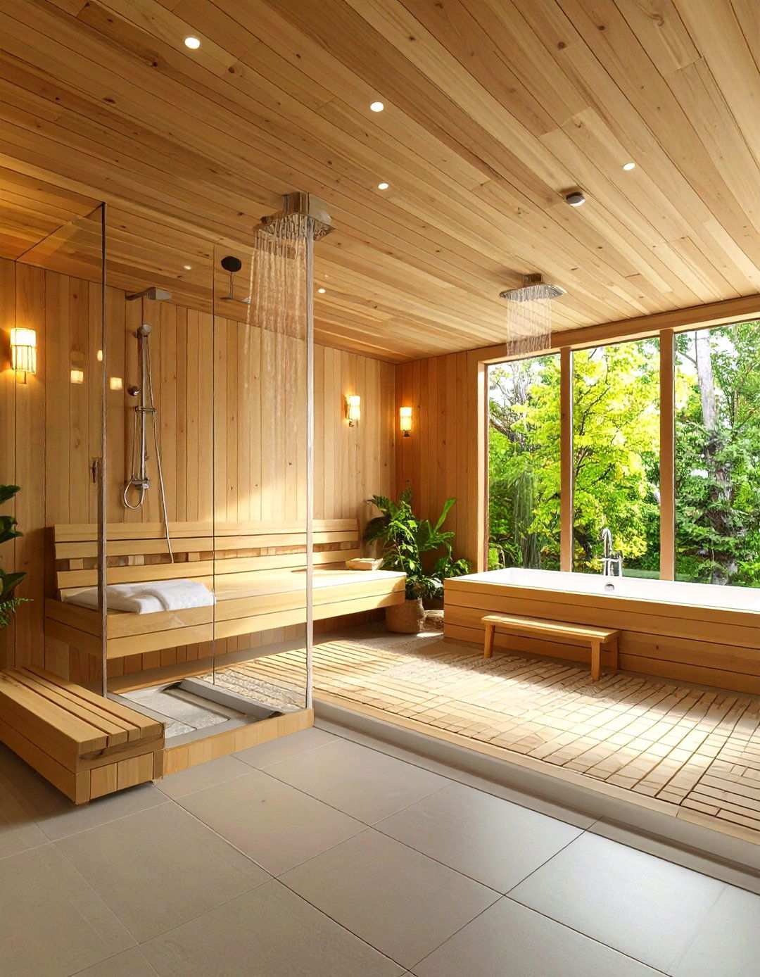 Wet Room Sauna with Integrated Shower - 24 Sauna Room Design Ideas