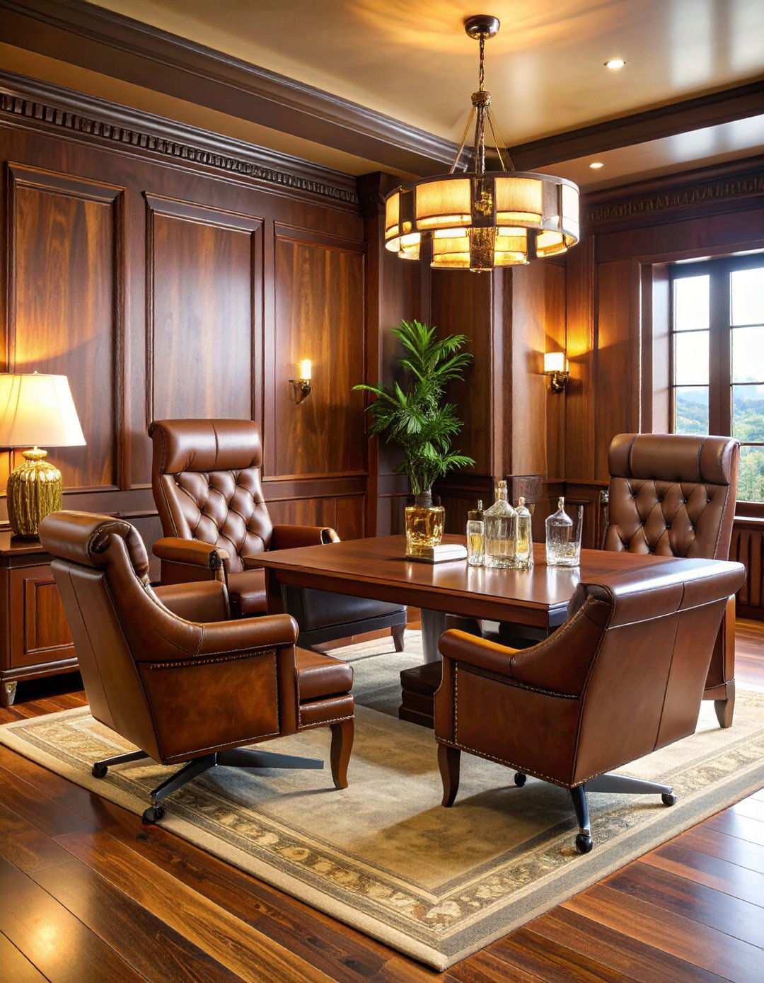 Whiskey and Cigar Lounge Office - 24 Man Cave Office Ideas