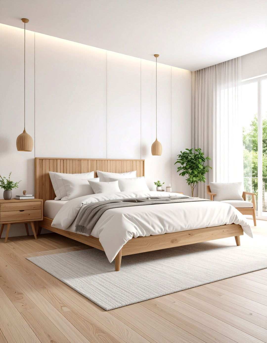White and Natural Wood Bedroom - 24 Men's Bedroom Ideas