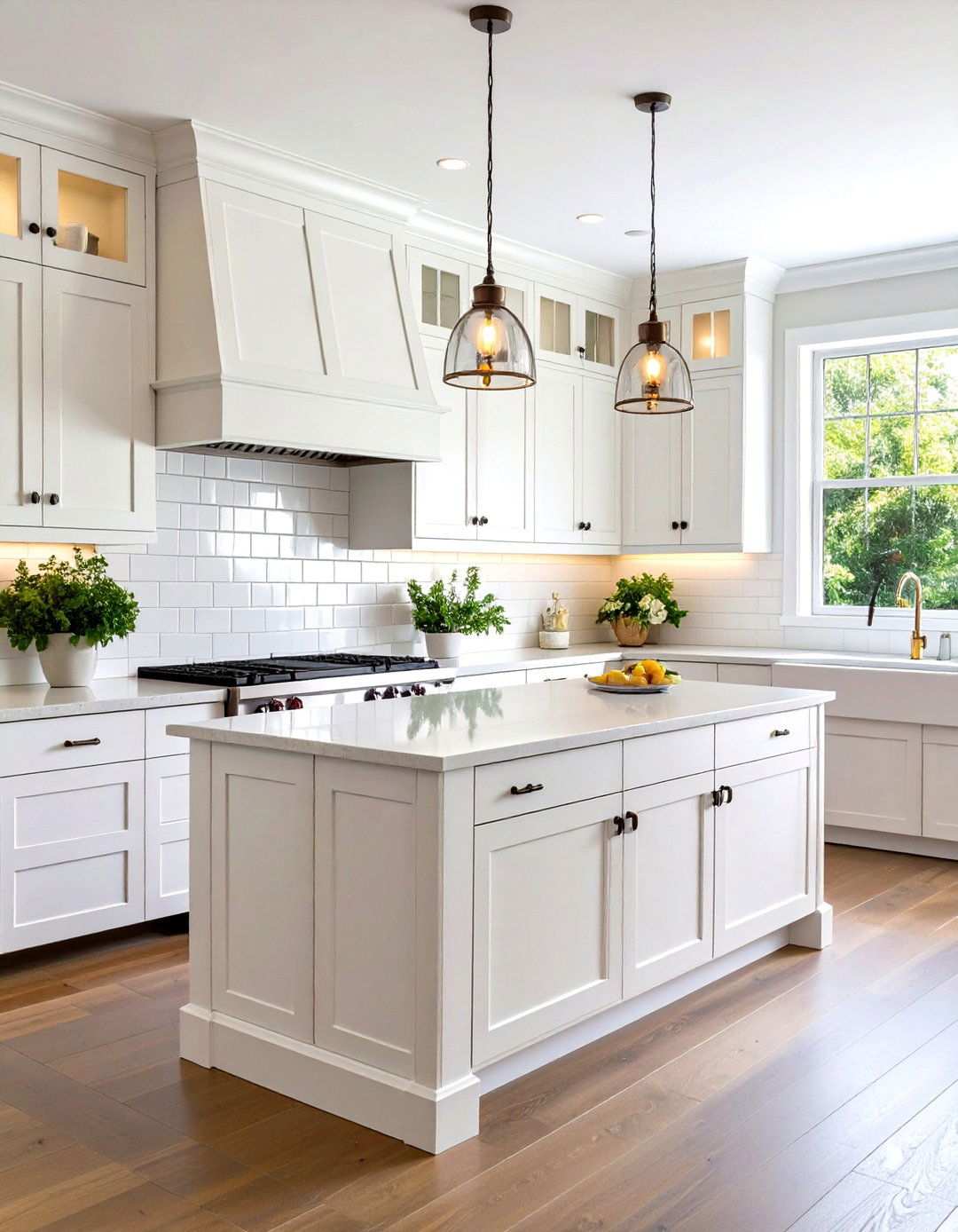 White Beveled Subway - 24 White Kitchen Backsplash Ideas