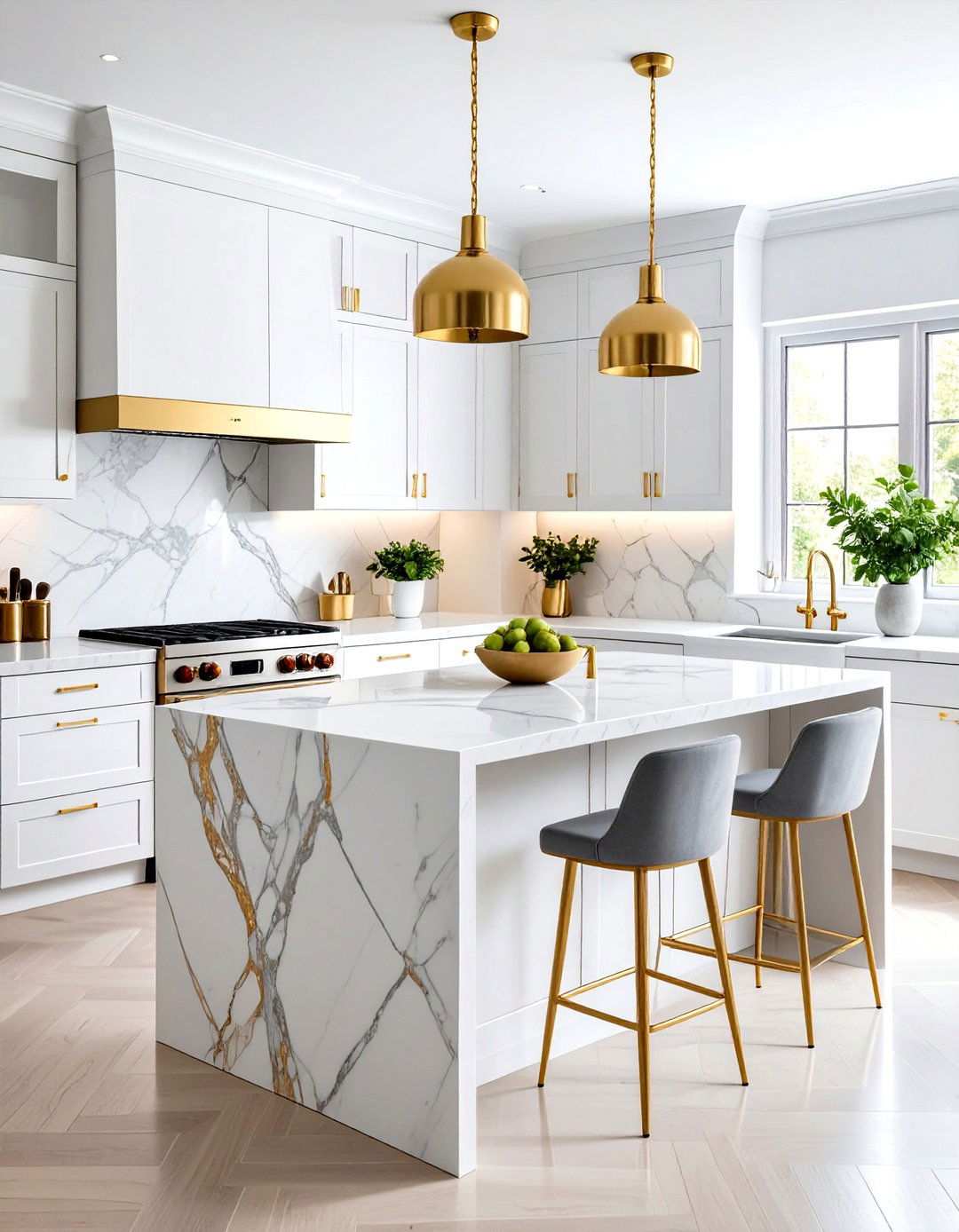 White Calacatta Gold Marble - 24 White Kitchen Backsplash Ideas