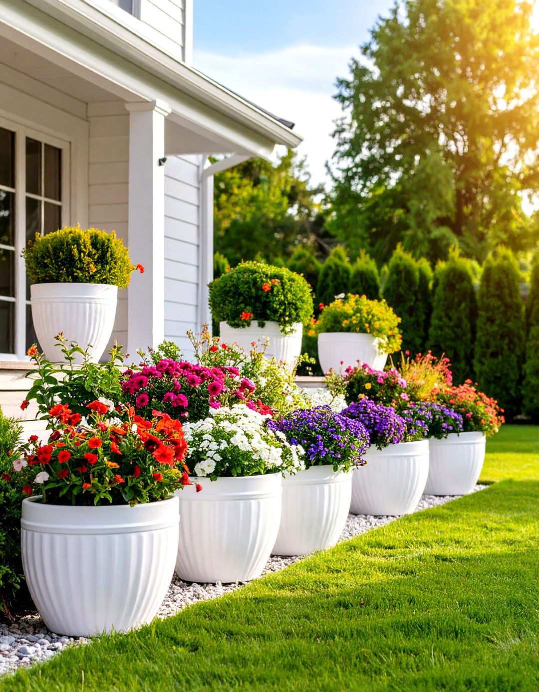 White Container Garden Collection - 24 White Garden Design Ideas