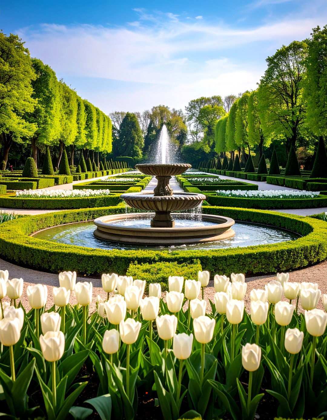 White Formal Parterre Garden Design - 24 White Garden Design Ideas