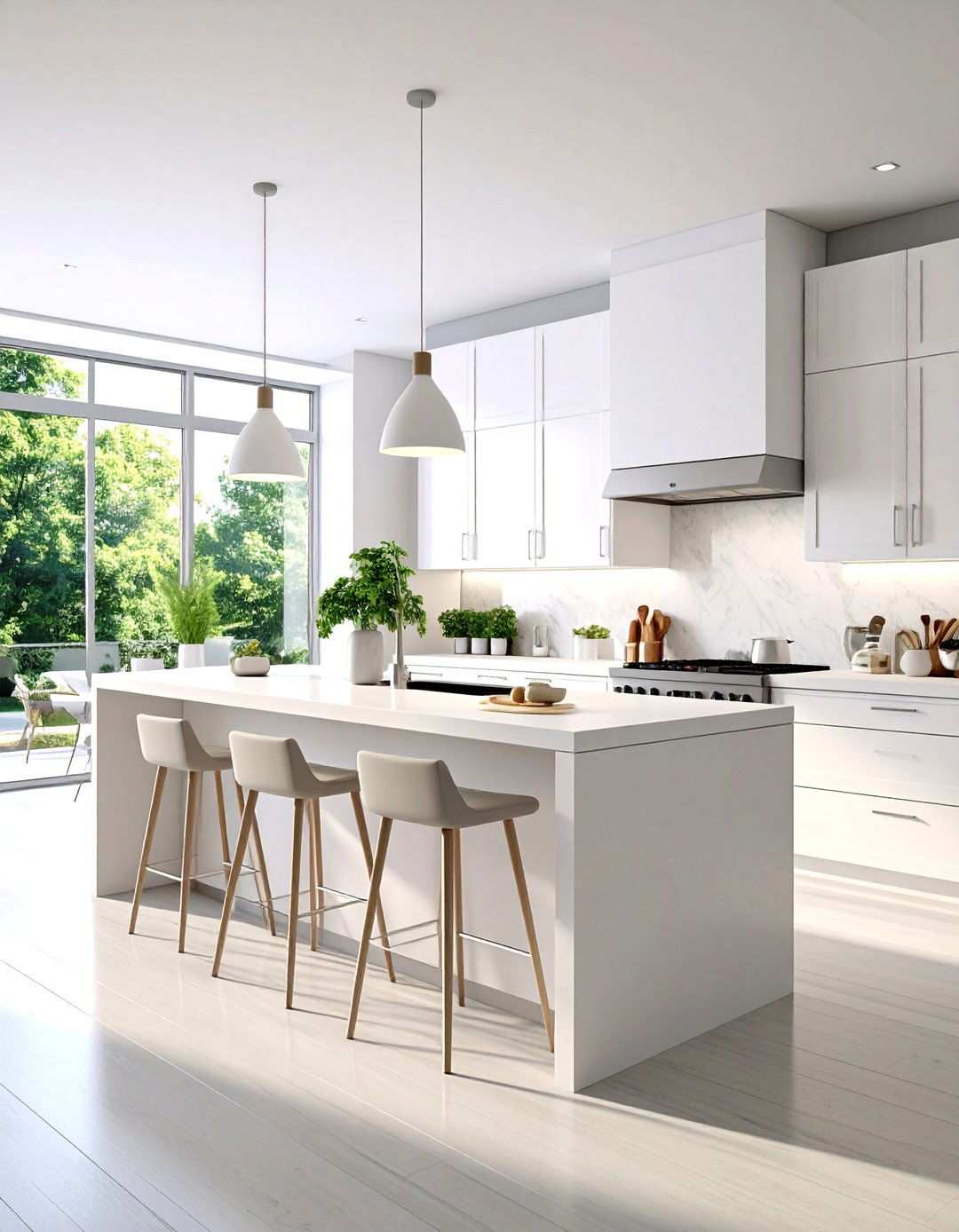 White Kitchen with Multi Level Island Design - 24 Small White Kitchen Ideas