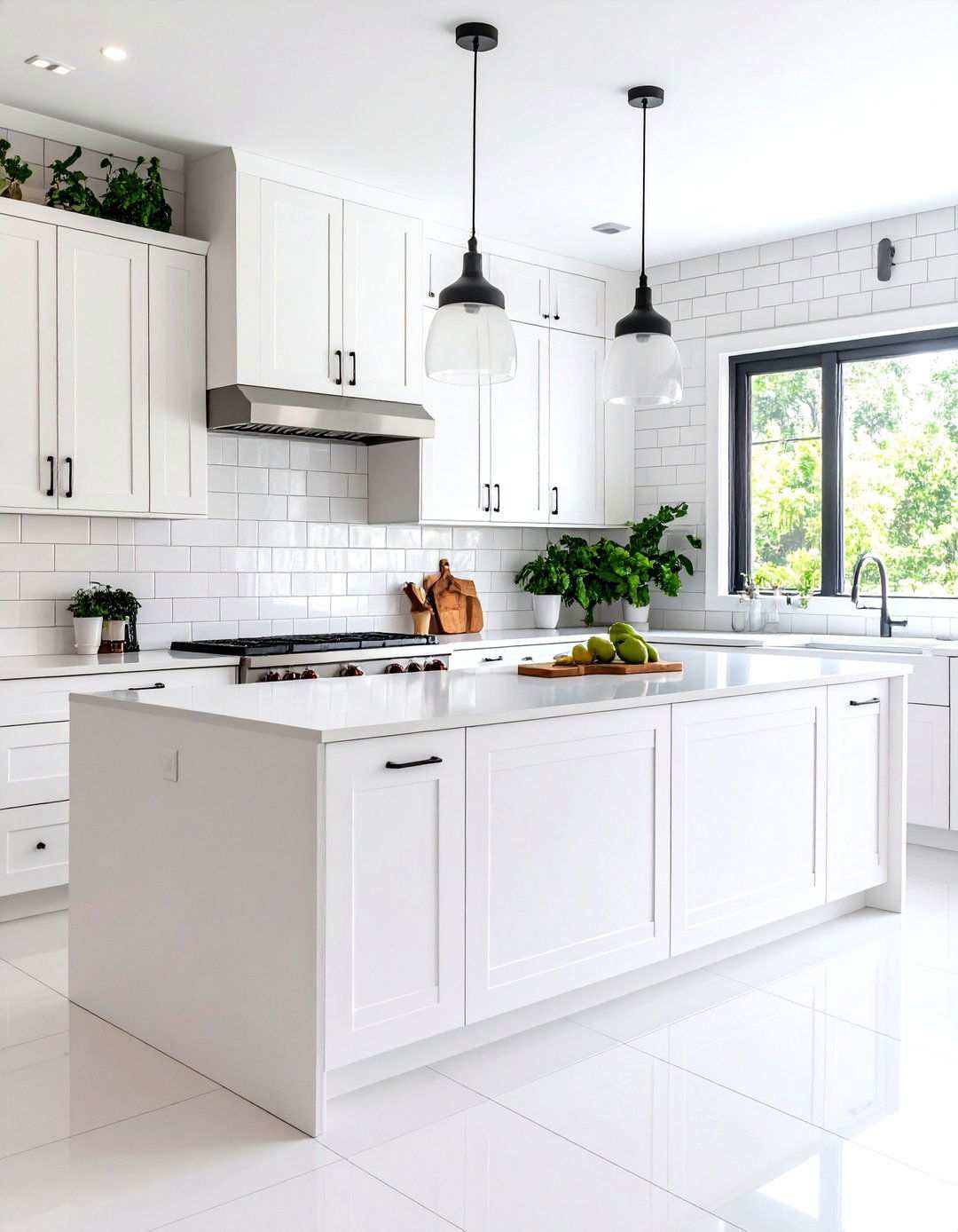 White Large Format Tiles - 24 White Kitchen Backsplash Ideas