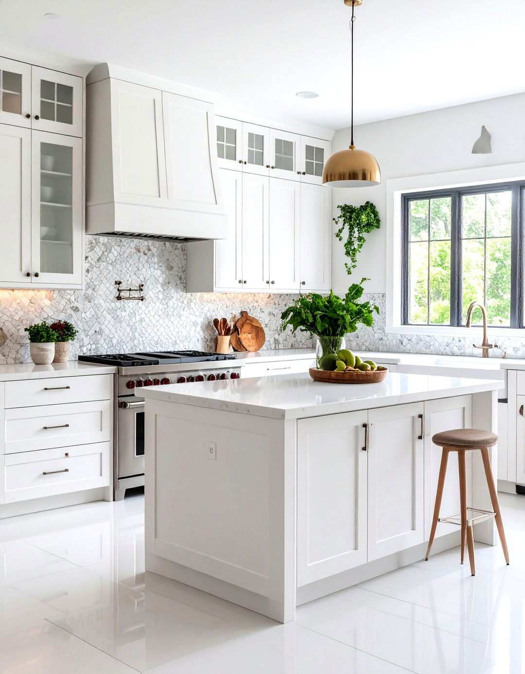White Mixed Material Mosaic - 24 White Kitchen Backsplash Ideas