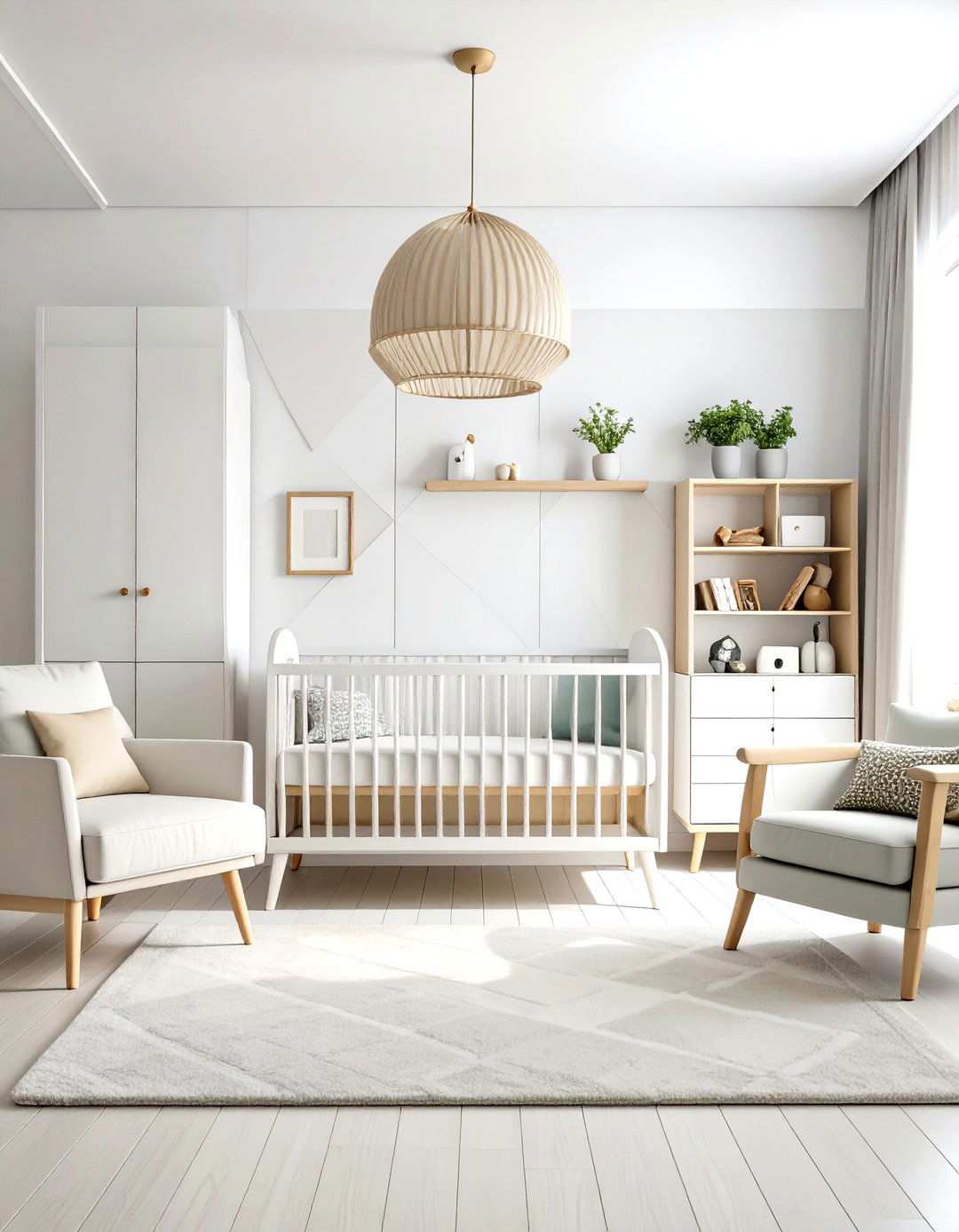 White Modern Contemporary Nursery - 24 White Nursery Ideas