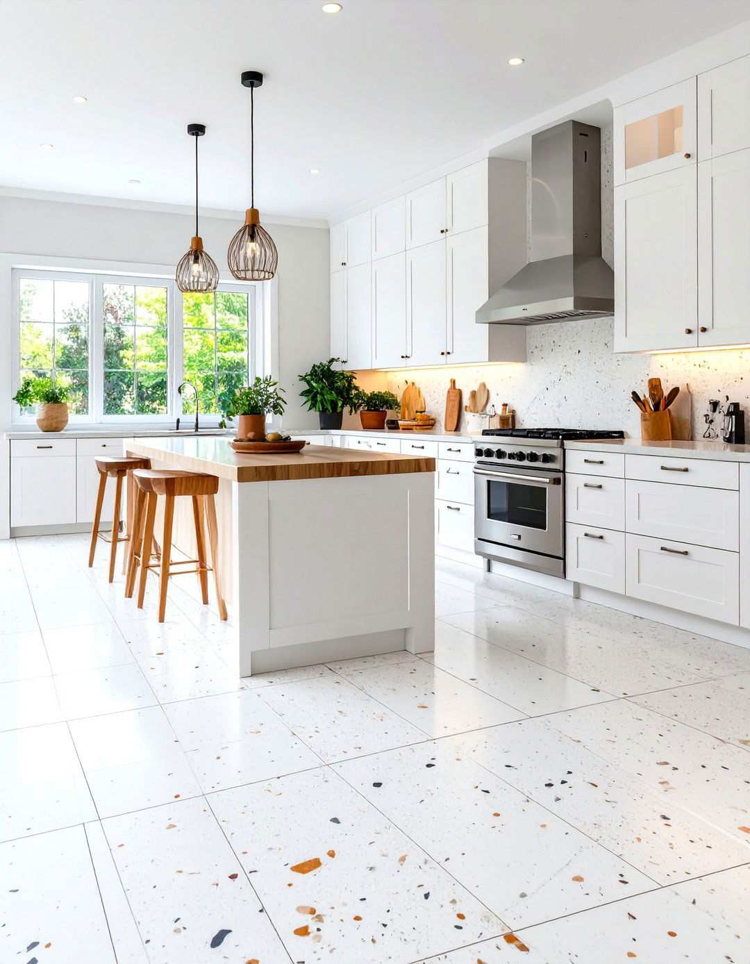 White Natural Stone Aggregate Floors - 24 White Kitchen Floor Ideas
