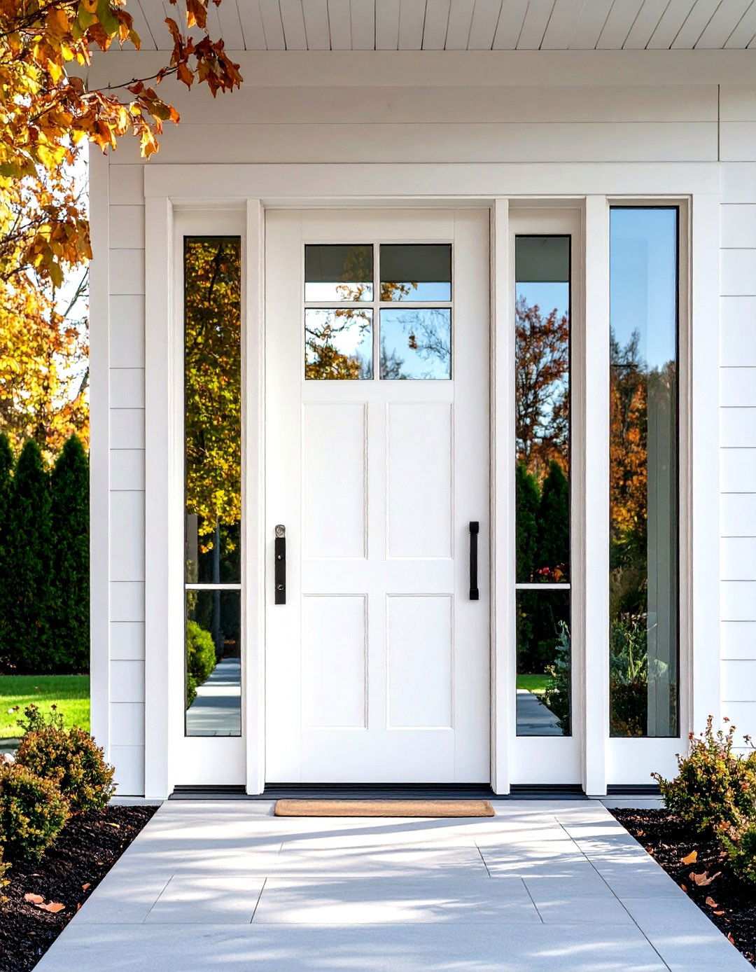 White Oak Door with Architectural Glass Elements - 24 White Oak Front Door Ideas