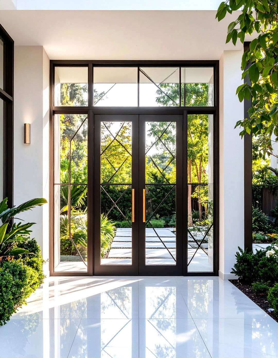 White Oak Door with Geometric Glass Patterns - 24 White Oak Front Door Ideas