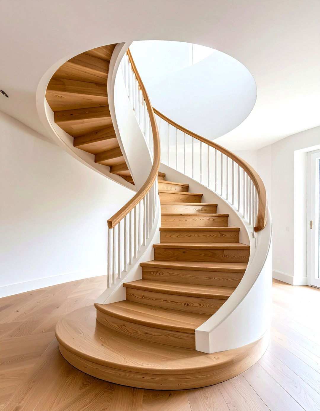 White Oak Helical Staircase Design - 24 White Oak Staircase Ideas