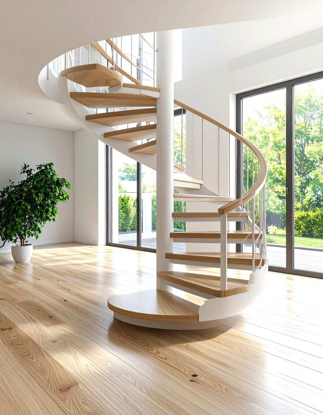 White Oak Spiral Staircase Design - 24 White Oak Staircase Ideas