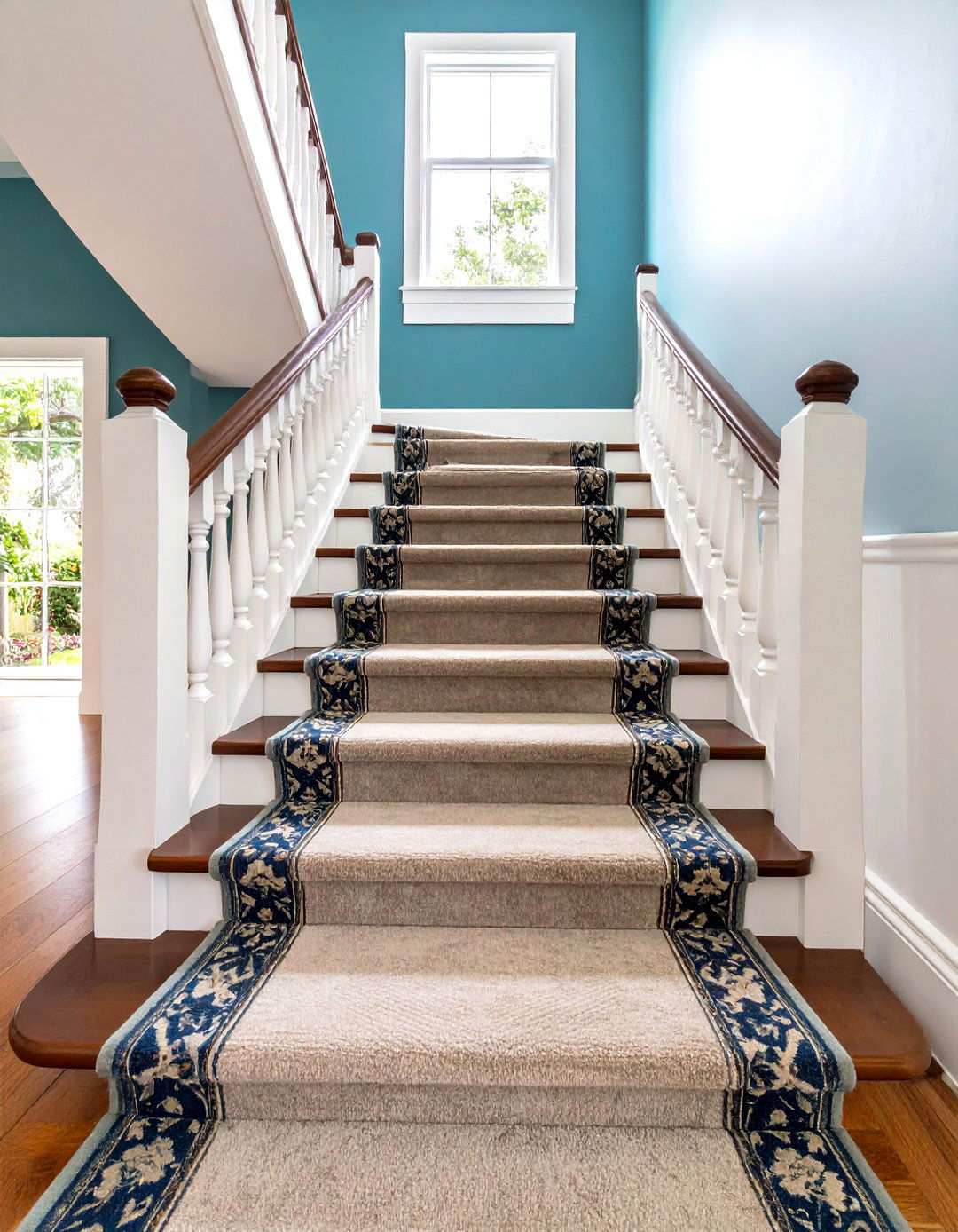 White Oak Staircase with Carpet Runner Integration - 24 White Oak Staircase Ideas