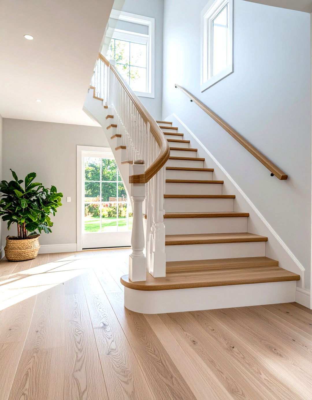 White Oak Staircase with Integrated Handrail Design - 24 White Oak Staircase Ideas