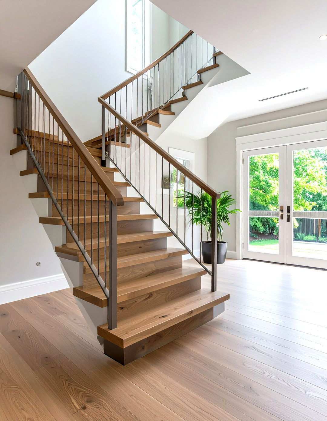 White Oak Staircase with Mixed Material Treads - 24 White Oak Staircase Ideas