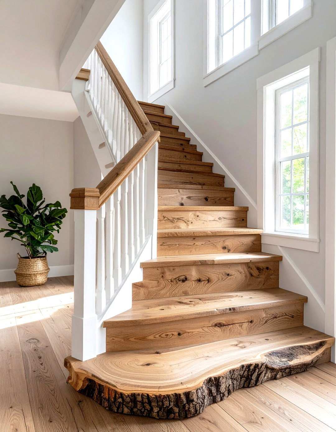 White Oak Staircase with Natural Edge Details - 24 White Oak Staircase Ideas