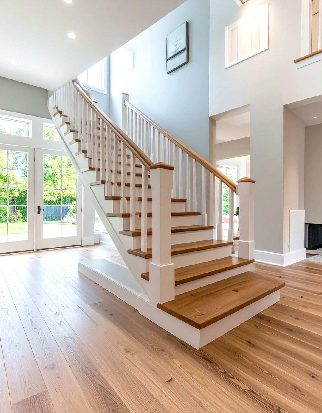 White Oak Staircase with Platform Landings - 24 White Oak Staircase Ideas