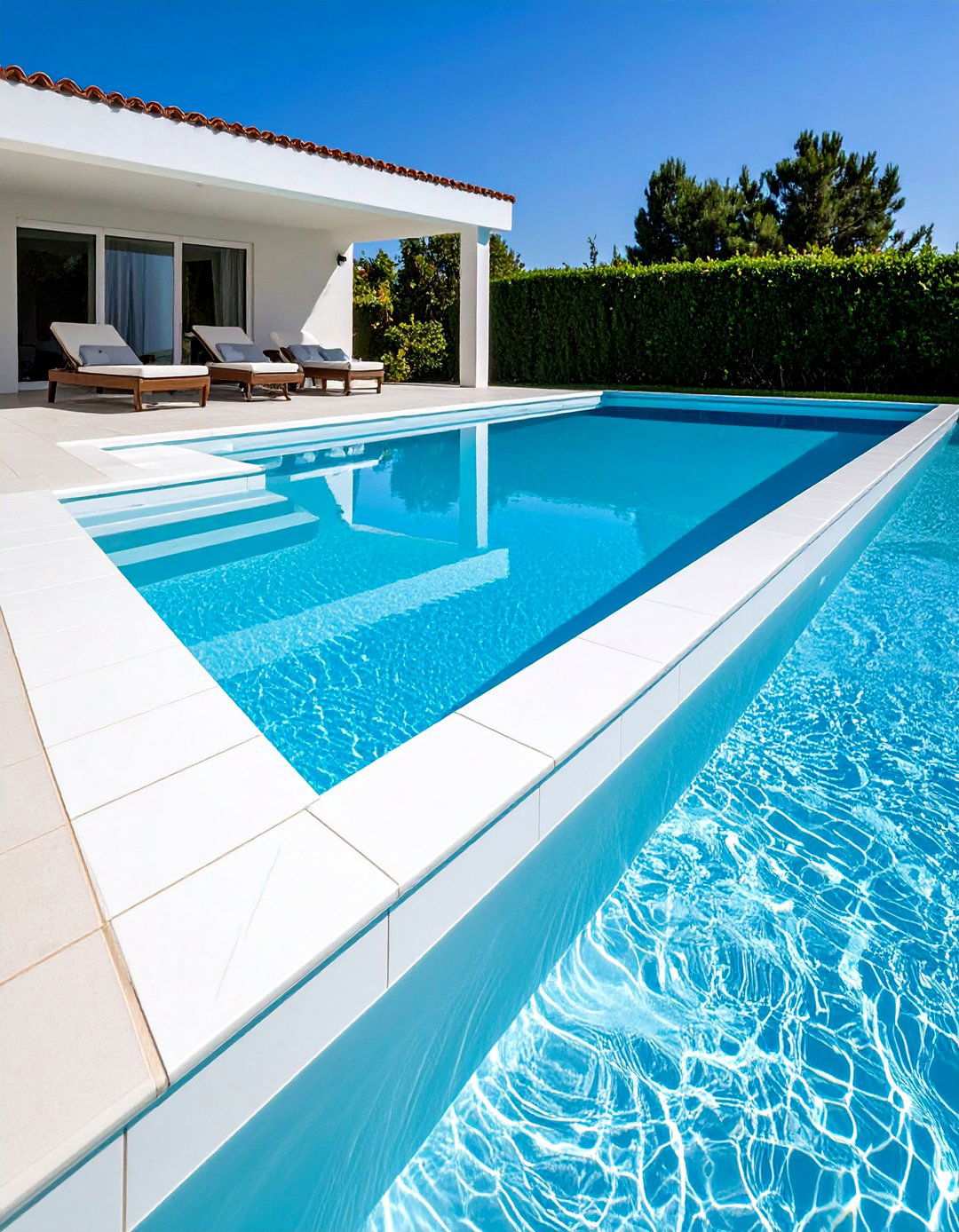 White Pool Waterline Tiles for Clean Minimalism - 24 Waterline Pool Tile Ideas