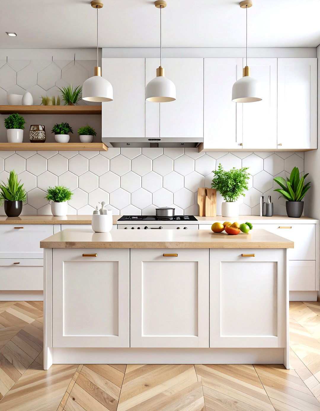 White Porcelain Hexagon - 24 White Kitchen Backsplash Ideas