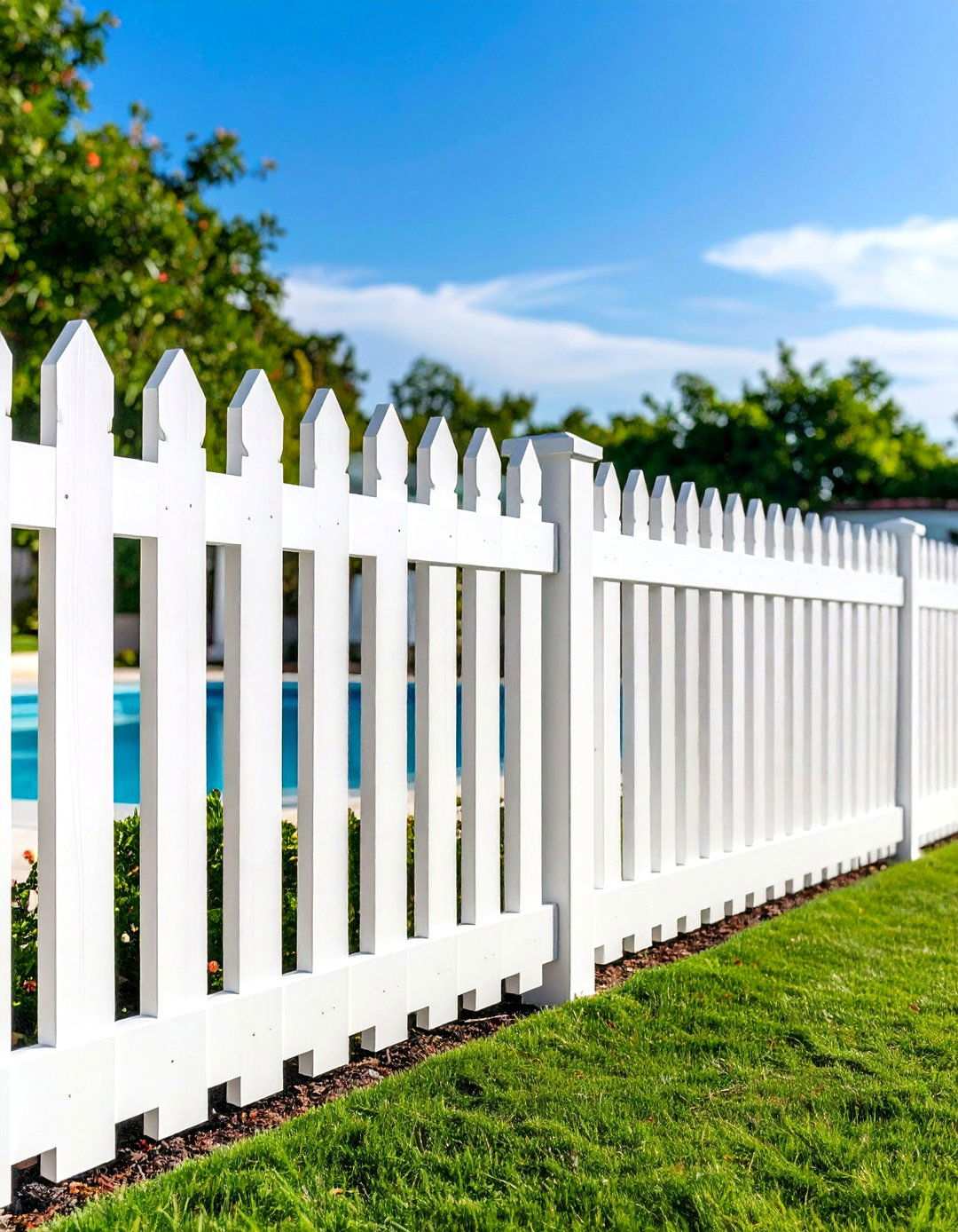 White Privacy Fence with Alternating Panel Heights - 24 White Privacy Fence Ideas