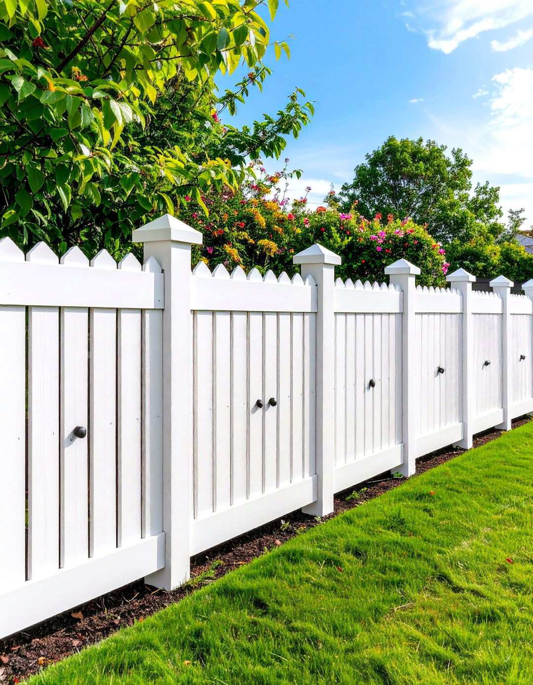 White Privacy Fence with Built in Storage - 24 White Privacy Fence Ideas