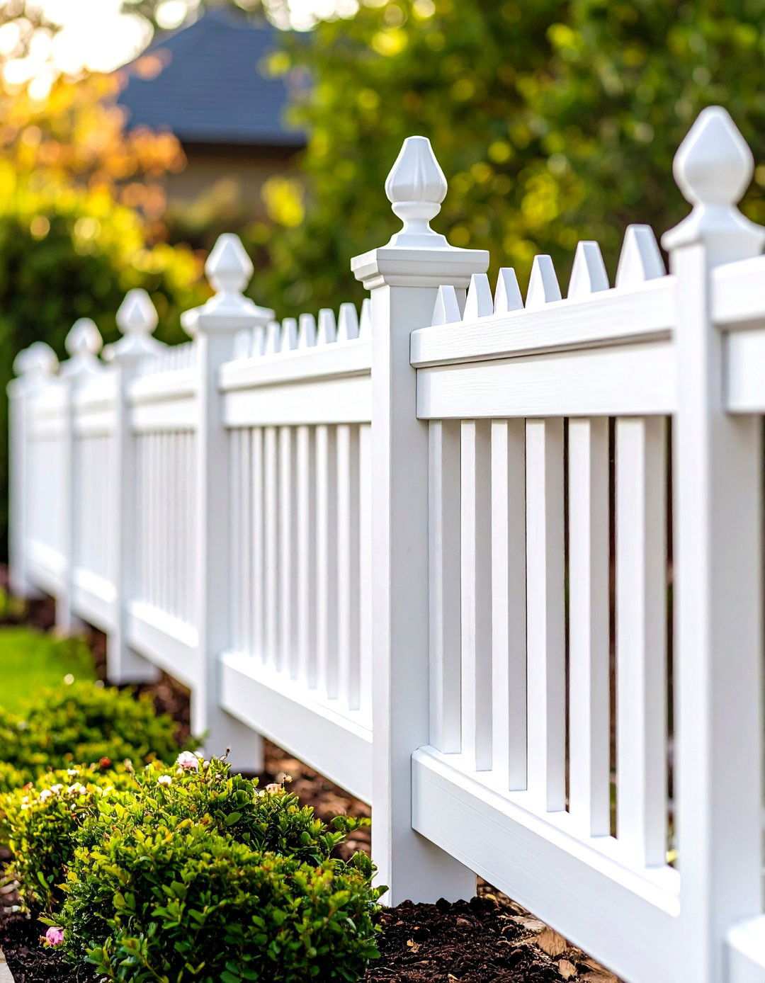 White Privacy Fence with Corner Post Features - 24 White Privacy Fence Ideas