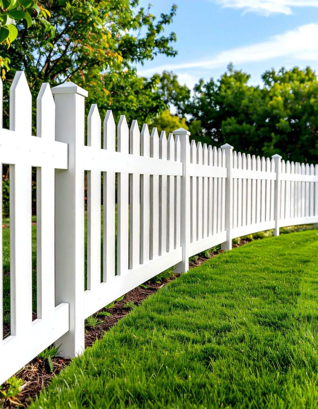 White Privacy Fence with Curved Sections - 24 White Privacy Fence Ideas
