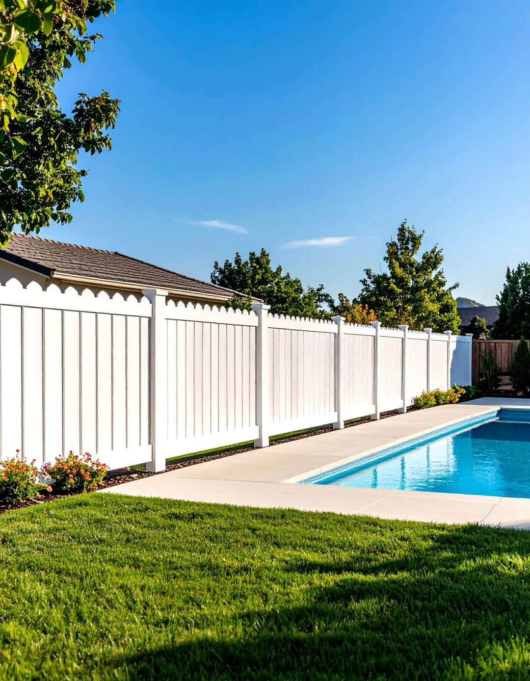 White Privacy Fence with Pool Code Compliance - 24 White Privacy Fence Ideas