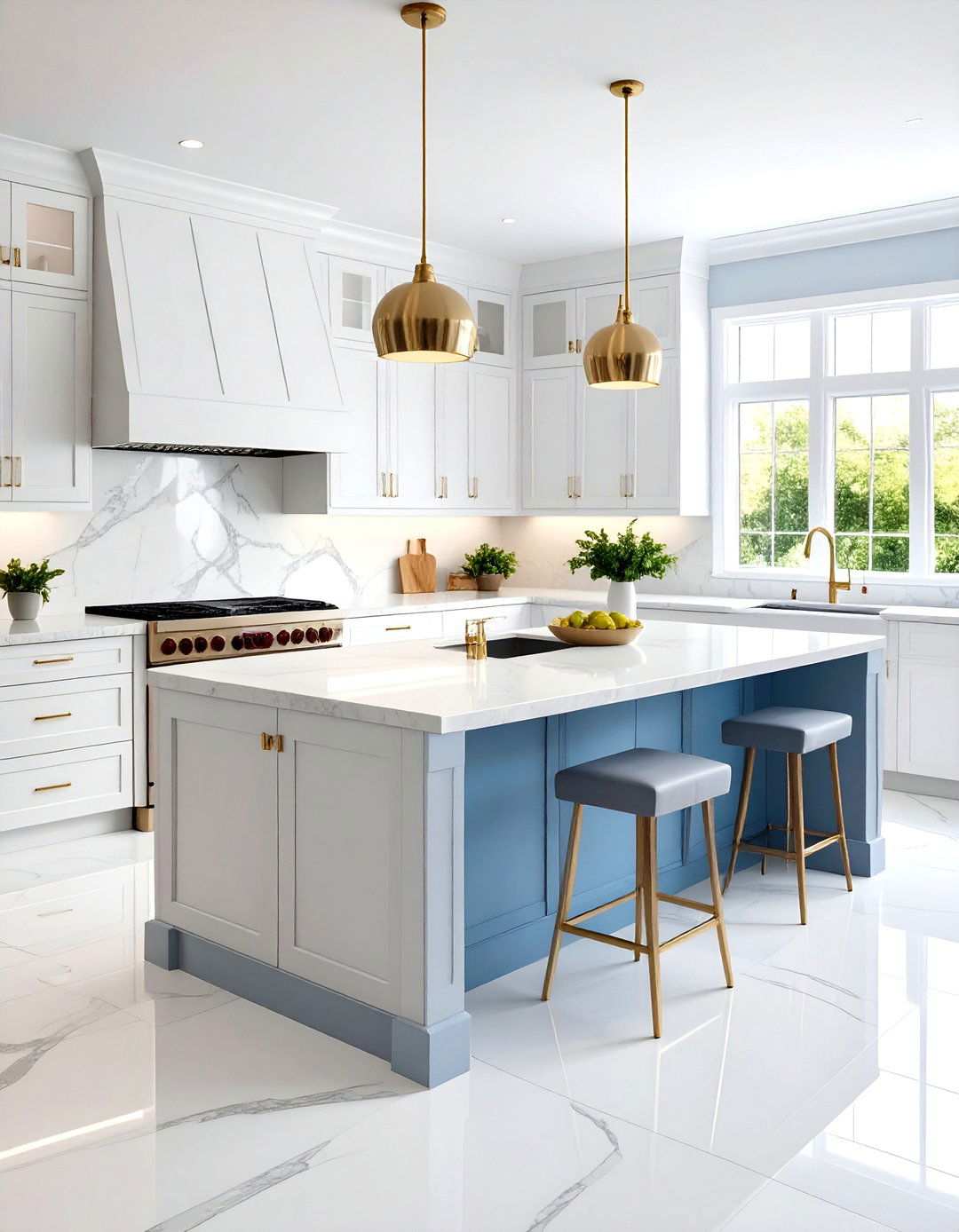 White Quartzite Natural Stone Floors - 24 White Kitchen Floor Ideas
