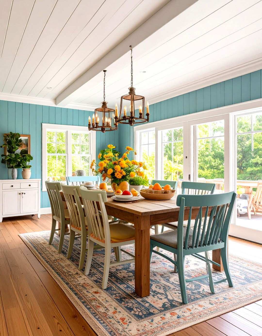 White Shiplap Ceiling Treatment Application - 24 Shiplap Dining Room Wall Ideas