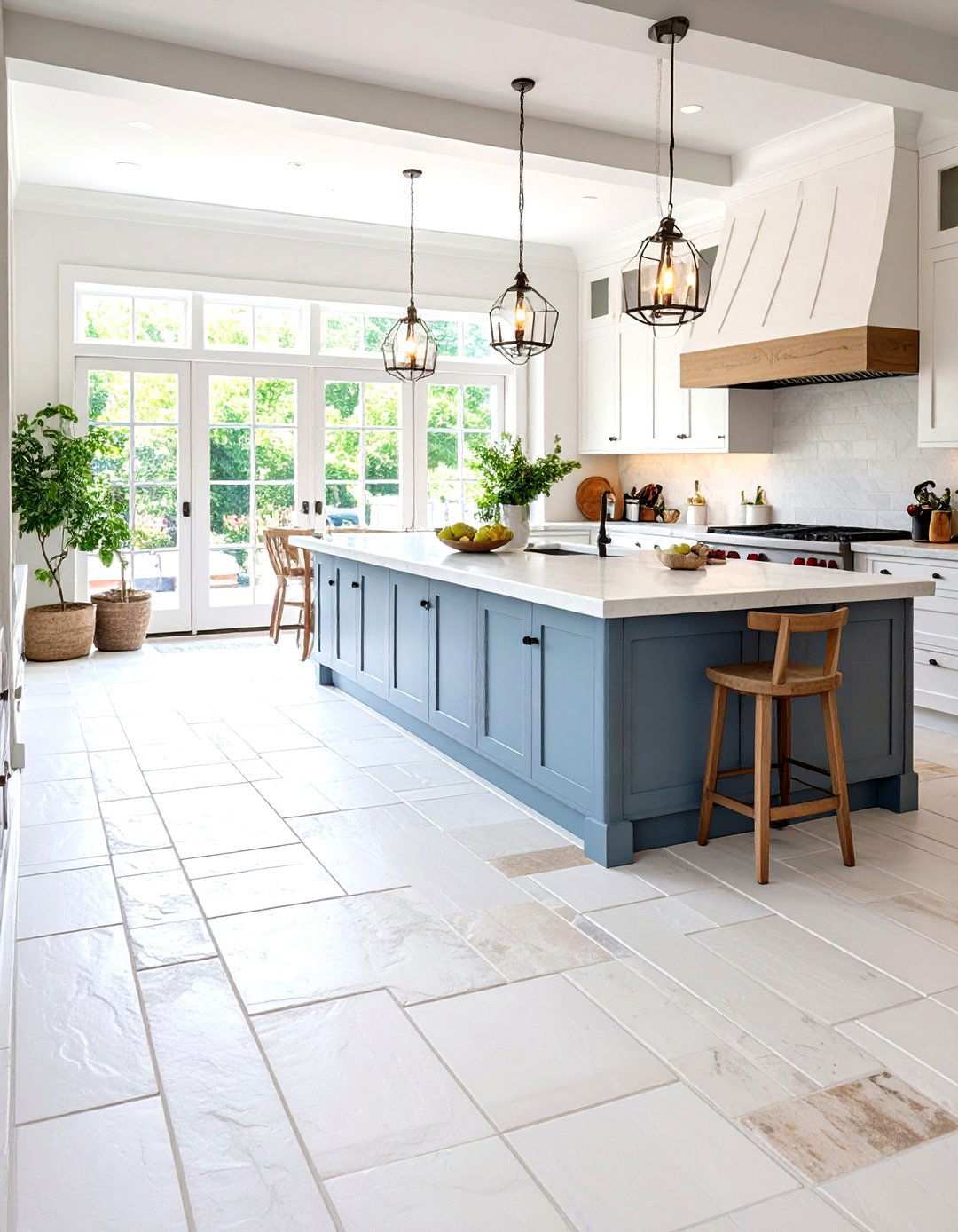 White Slate Natural Stone Floors - 24 White Kitchen Floor Ideas