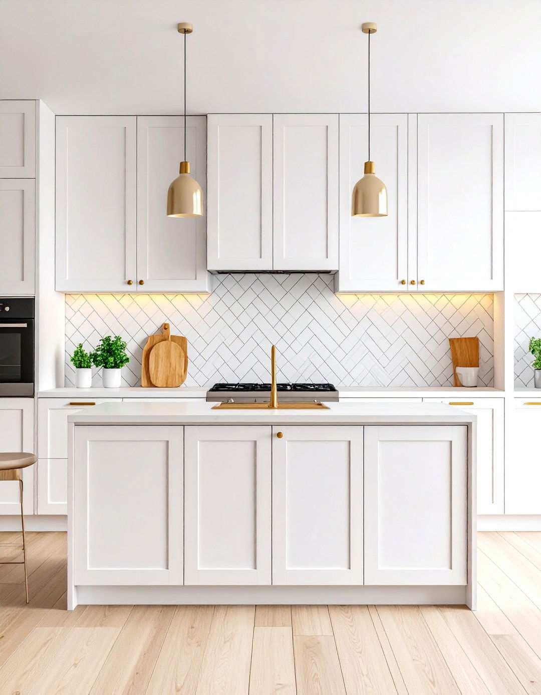 White Stacked Bond Pattern - 24 White Kitchen Backsplash Ideas