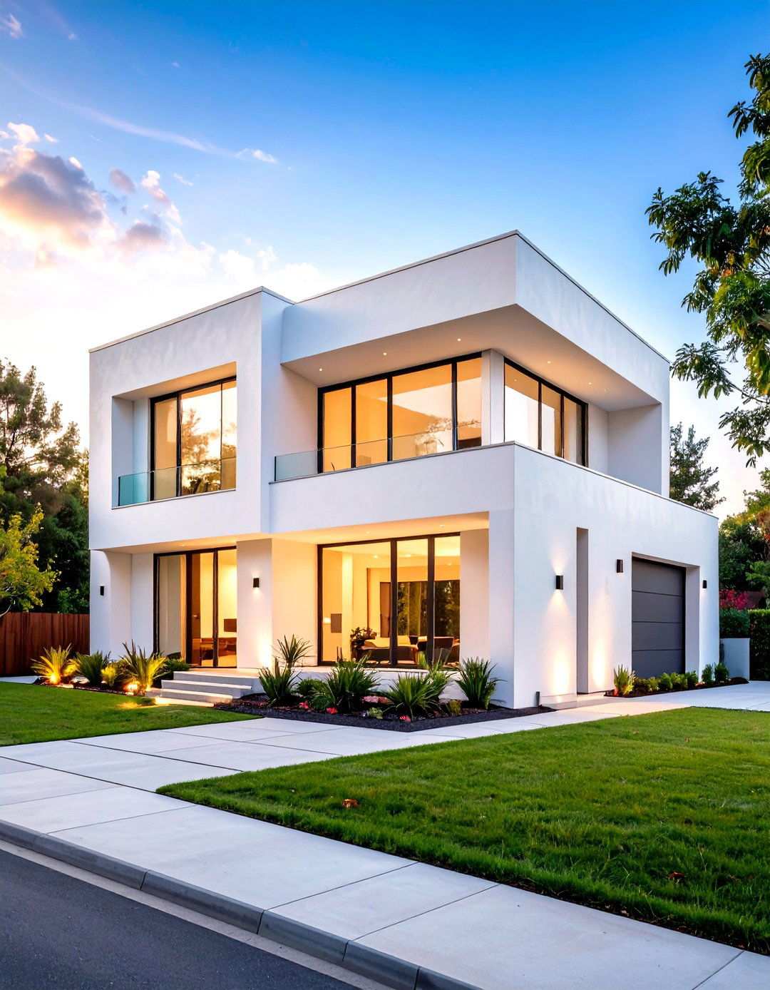 White Stucco Minimalist Boxes - 24 Minimalist House Exterior Ideas