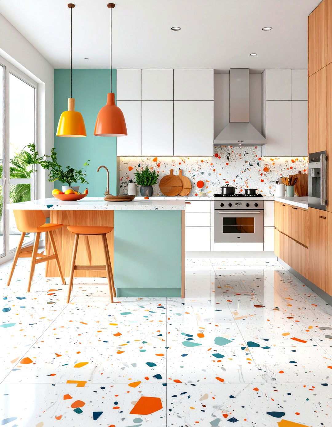 White Terrazzo Kitchen Floors - 24 White Kitchen Floor Ideas