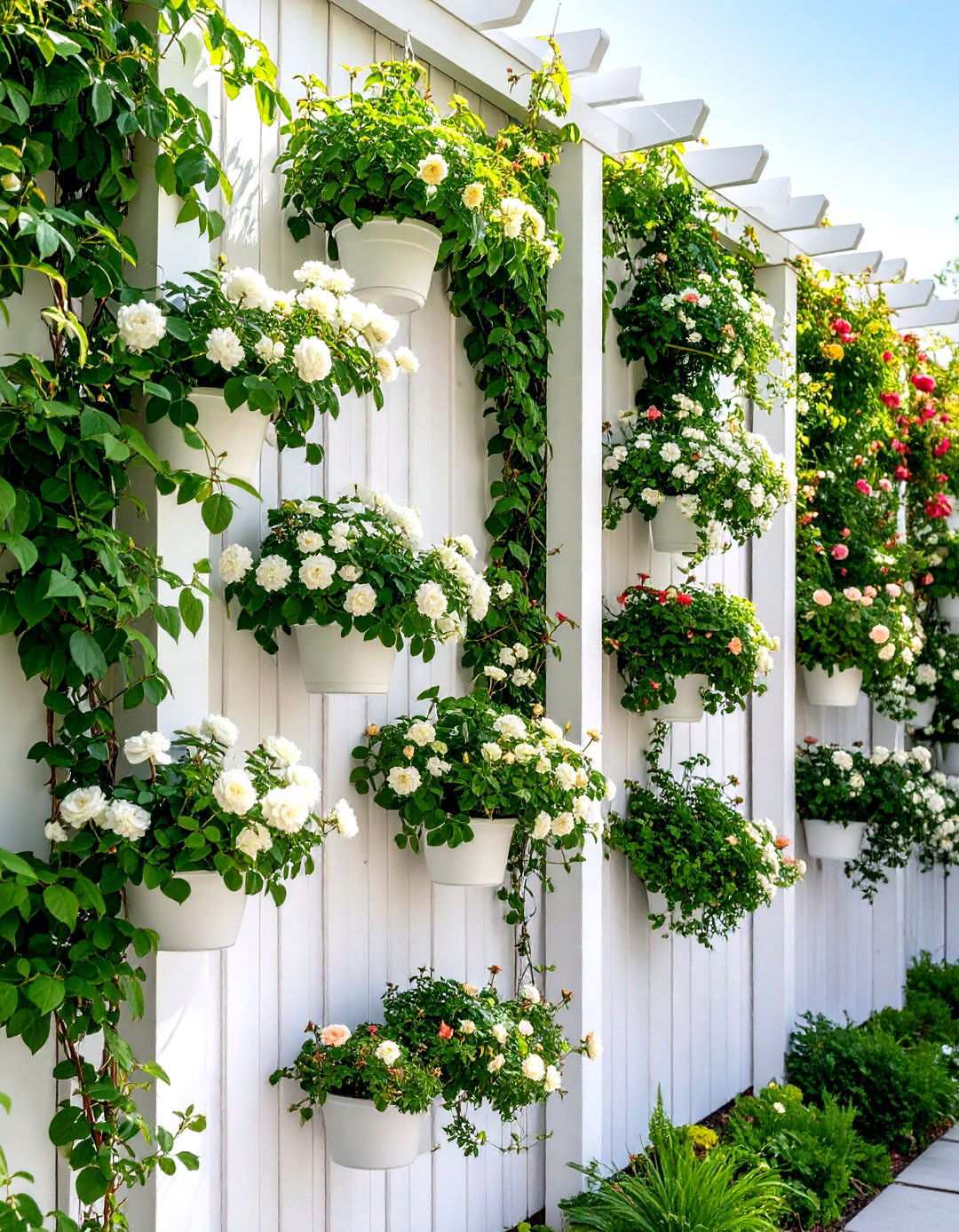 White Vertical Garden Wall Design - 24 White Garden Design Ideas