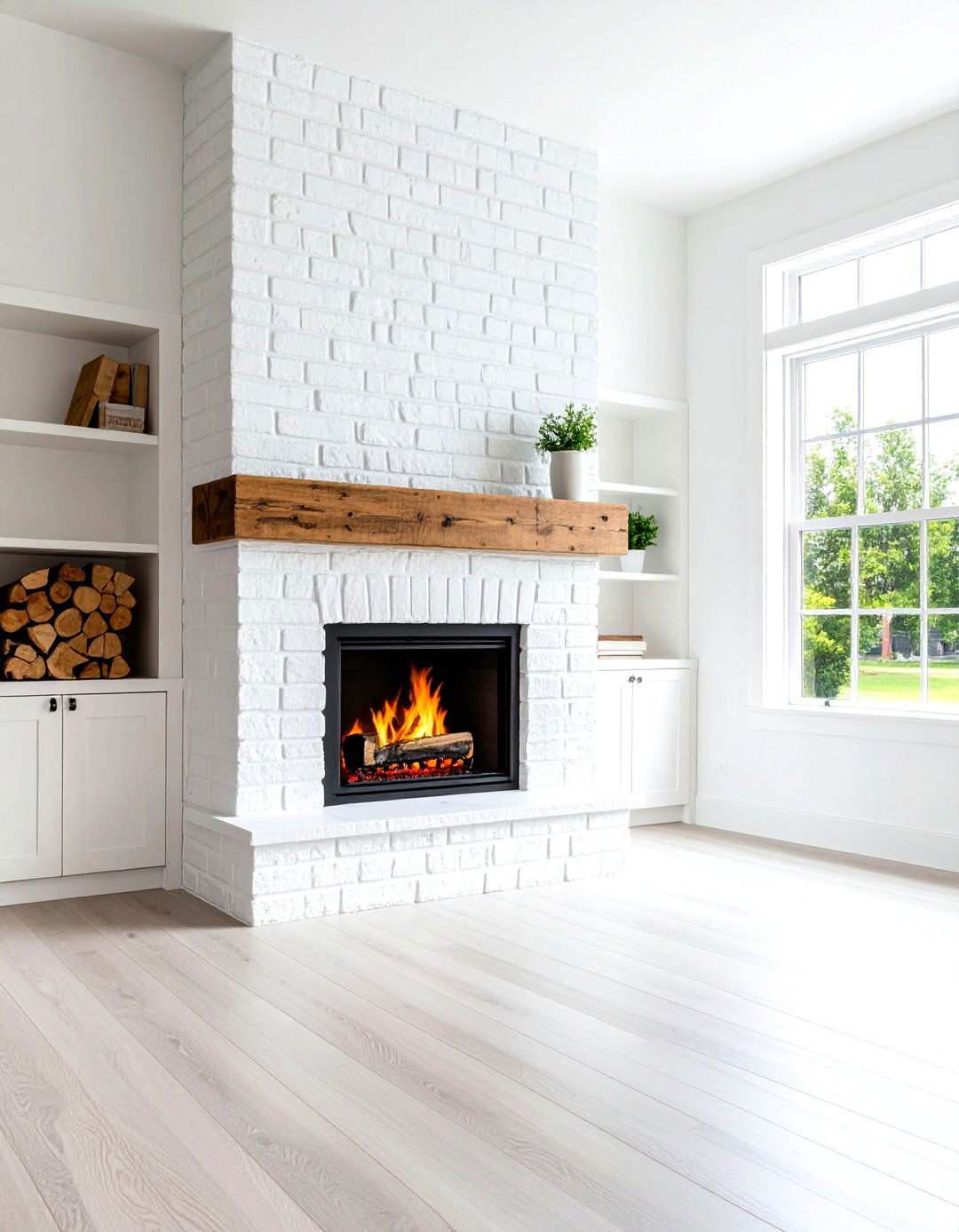 Whitewashed Brick Farmhouse Fireplace - 24 Rustic Fireplaces
