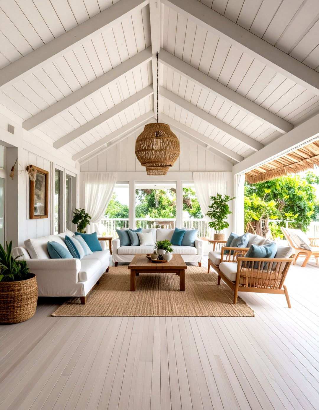 Whitewashed Wood Ceiling with Coastal Styling - 24 Shed Ceiling Ideas